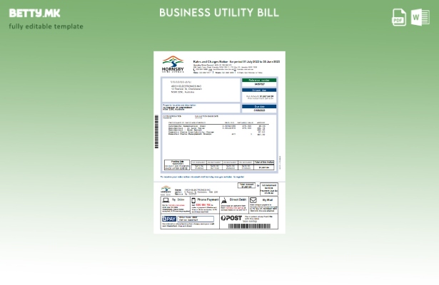 Модерен стил шаблон за деловна сметка за комунални услуги на Советот на Нов Јуже